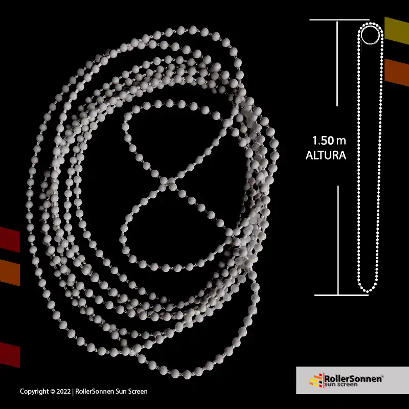 Cadena plástica Continua Gris para Cortinas Roller – 150 cm Altura
