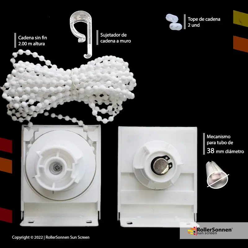 Mecanismo para cortina roller de base cuadrada tubo Ø=38mm - Imagen 2