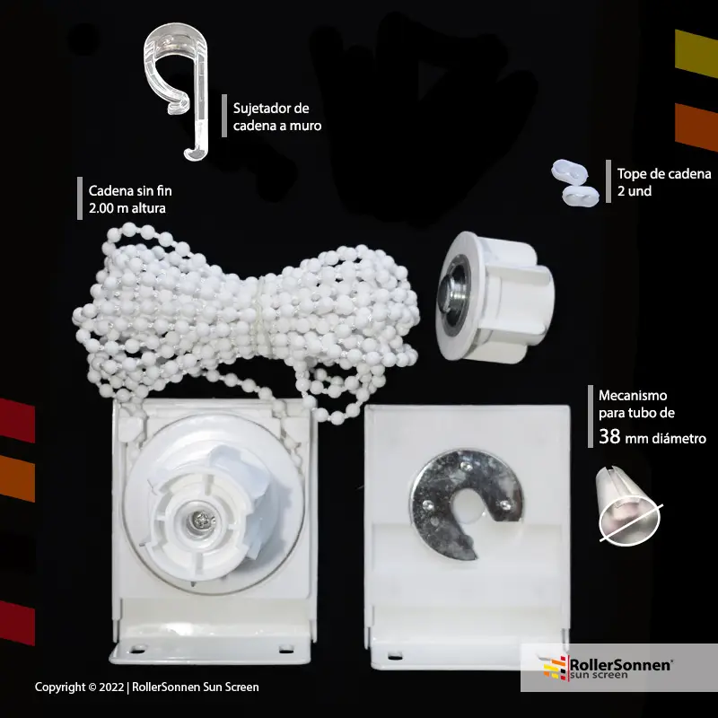 Mecanismo para cortina roller de base cuadrada tubo Ø=38mm