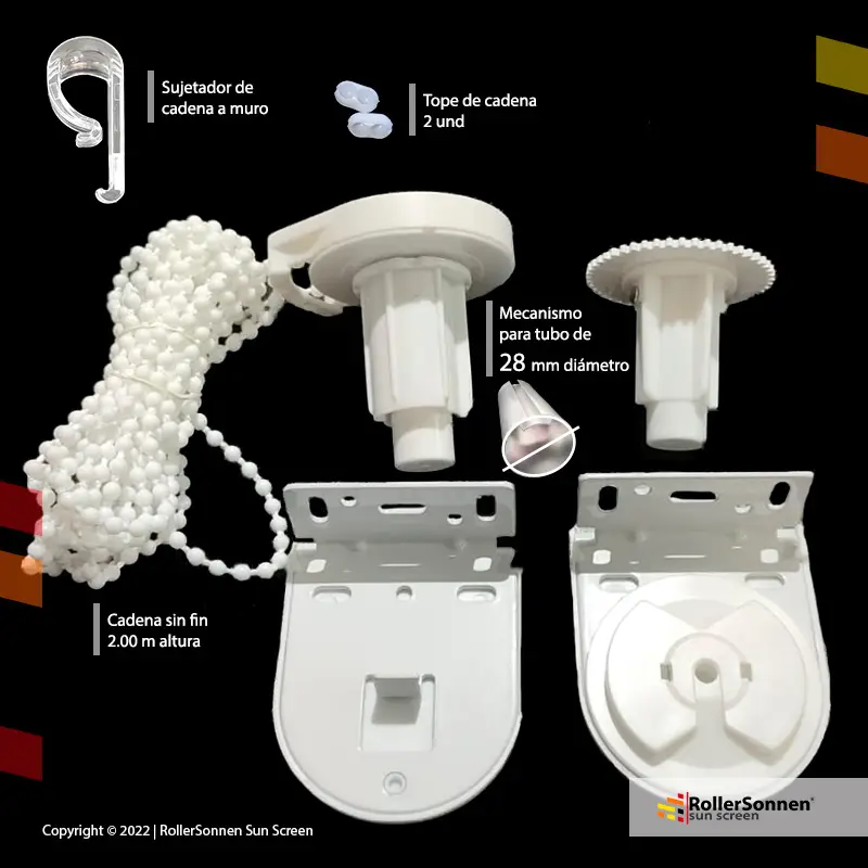 Mecanismo para cortina roller en tubo Ø 28mm