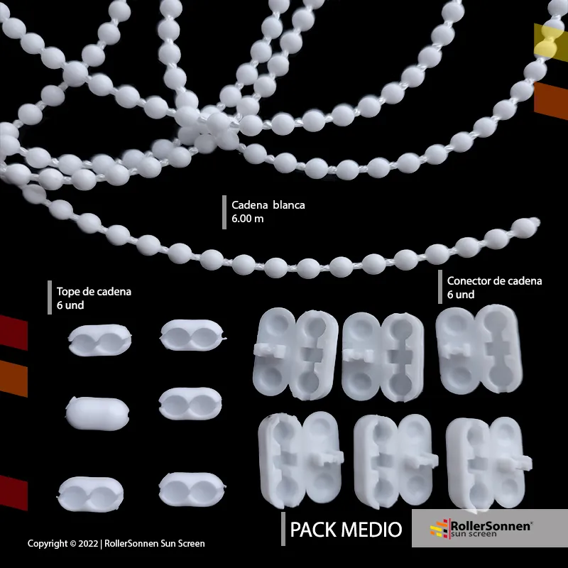 Pack 6 metros de cadena 6 topes y 6 conectores