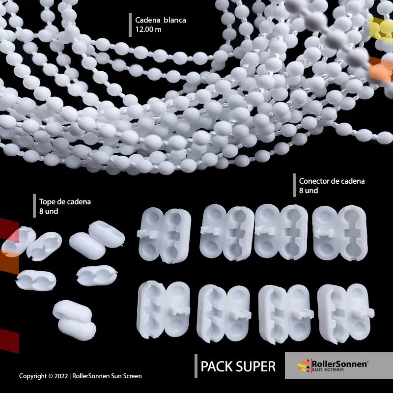 Pack 12 metros de cadena 8 topes y 8 conectores